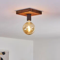 Plafonnier Amnicon Bois foncé, Noir, 1 lumière