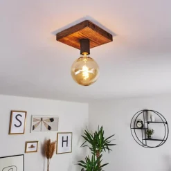 Plafonnier Amnicon Bois foncé, Noir, 1 lumière