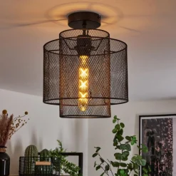 Plafonnier Amsoldingen Noir, 1 lumière