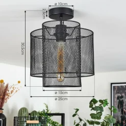 Plafonnier Amsoldingen Noir, 1 lumière