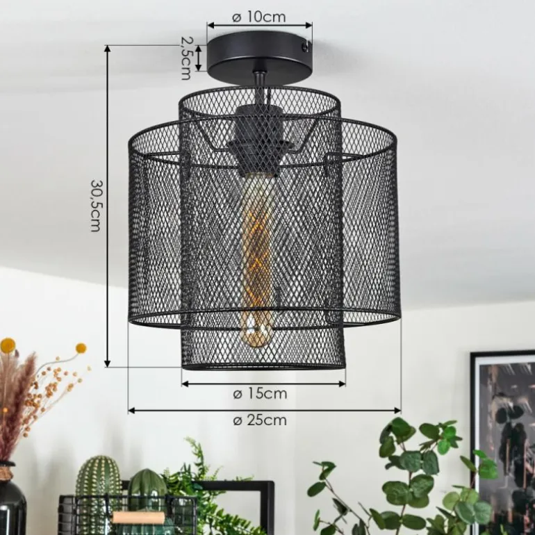 Plafonnier Amsoldingen Noir, 1 lumière