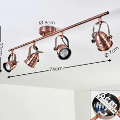 Plafonnier Aniak LED Cuivre, 4 lumières