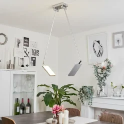 Plafonnier Anneau LED Chrome, Argenté, 2 lumières