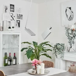 Plafonnier Anneau LED Chrome, Argenté, 2 lumières