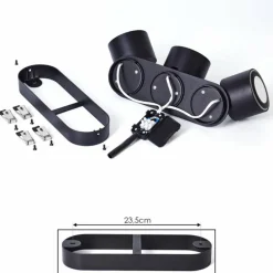 Plafonnier Appleton LED Noir, 3 lumières