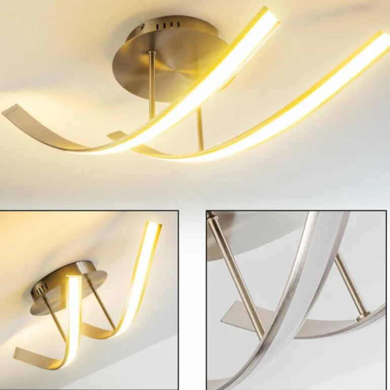 Plafonnier Aranu LED Acier inoxydable, Nickel mat, 2 lumières