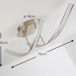 Plafonnier Aranu LED Acier inoxydable, Nickel mat, 2 lumières