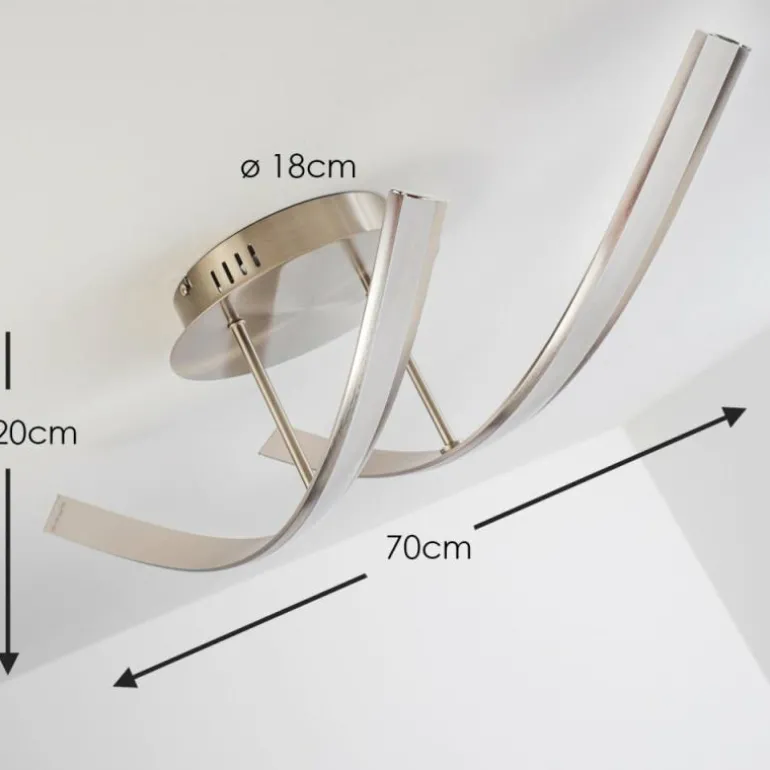 Plafonnier Aranu LED Acier inoxydable, Nickel mat, 2 lumières