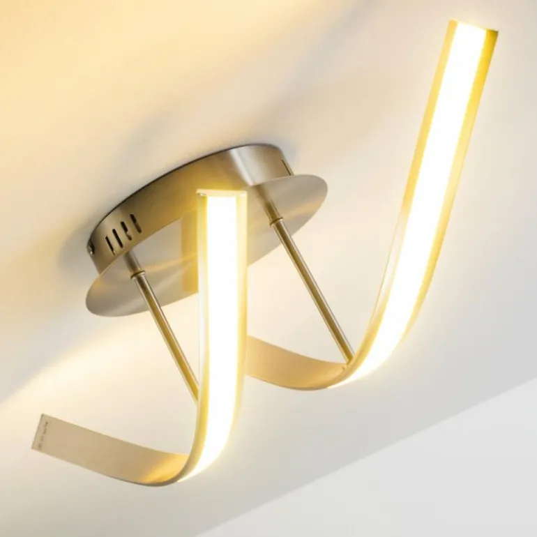 Plafonnier Aranu LED Acier inoxydable, Nickel mat, 2 lumières