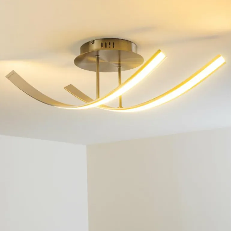 Plafonnier Aranu LED Acier inoxydable, Nickel mat, 2 lumières