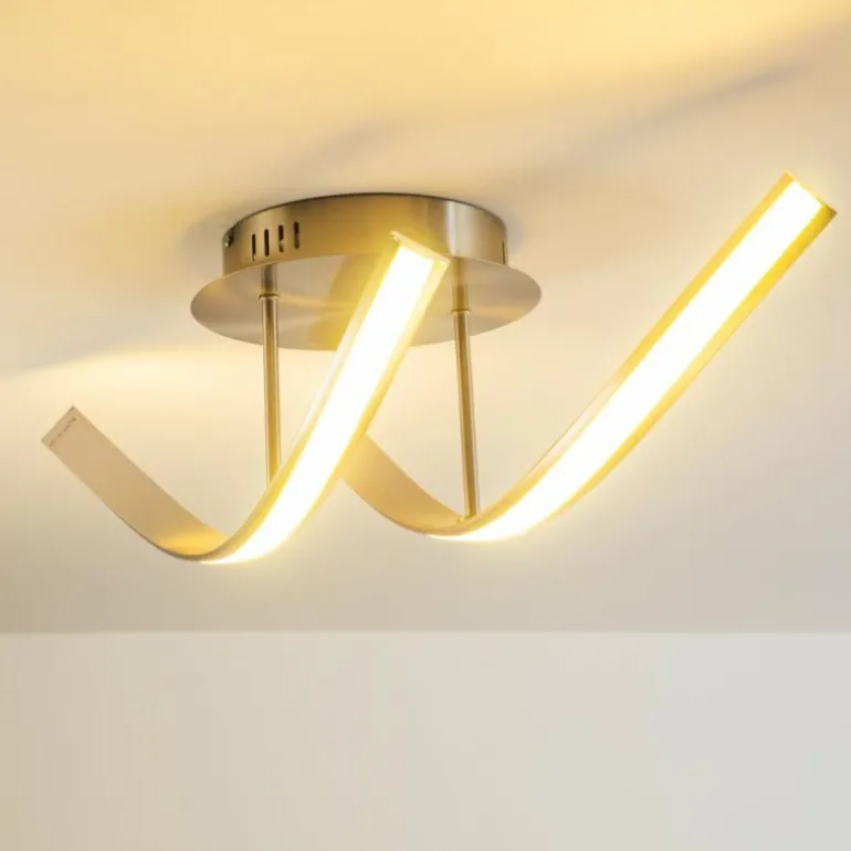 Plafonnier Aranu LED Acier inoxydable, Nickel mat, 2 lumières