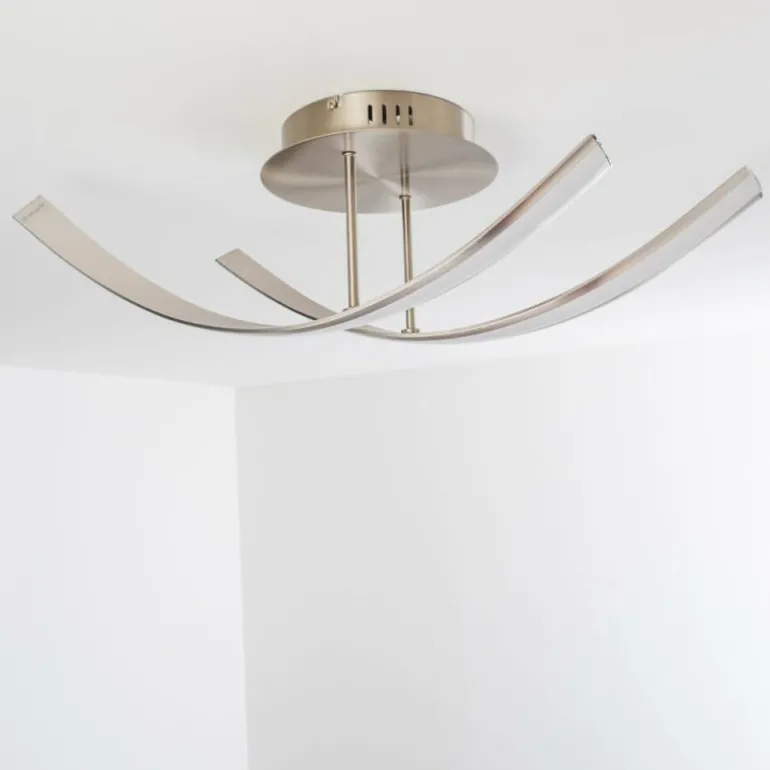 Plafonnier Aranu LED Acier inoxydable, Nickel mat, 2 lumières