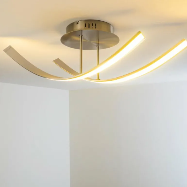 Plafonnier Aranu LED Acier inoxydable, Nickel mat, 2 lumières