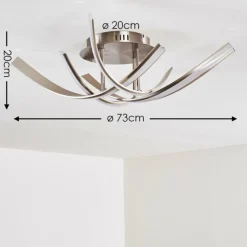 Plafonnier Aranu LED Nickel mat, 4 lumières