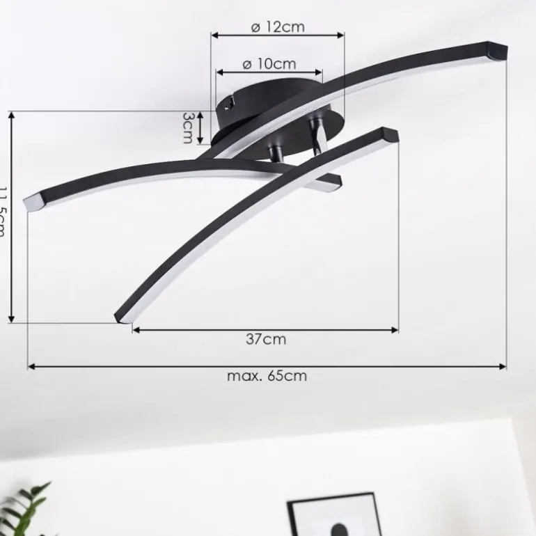 Plafonnier Aringa LED Noir, 1 lumière