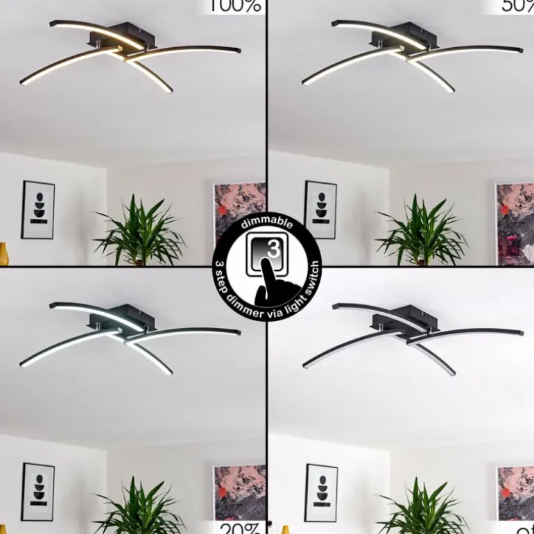 Plafonnier Aringa LED Noir, 1 lumière