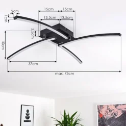 Plafonnier Aringa LED Noir, 1 lumière