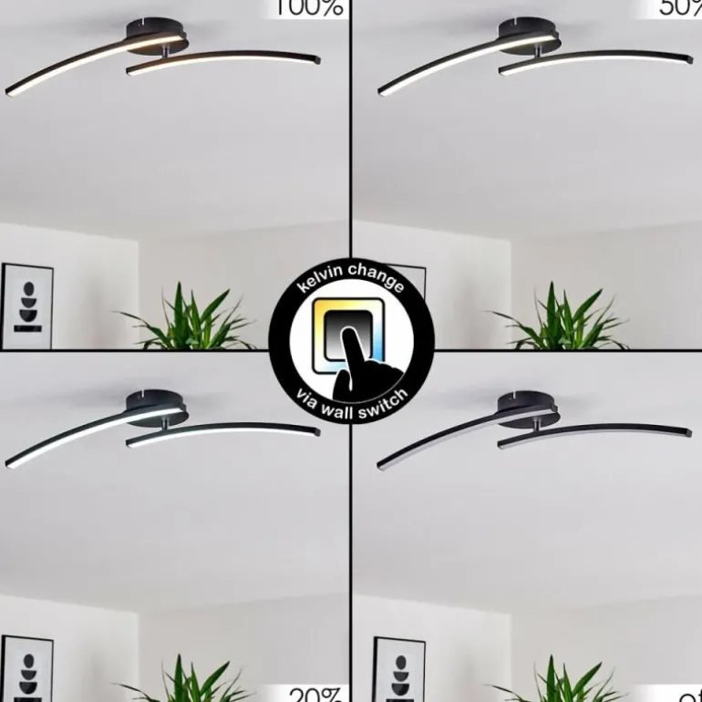 Plafonnier Aringa LED Noir, 1 lumière