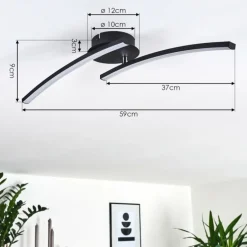 Plafonnier Aringa LED Noir, 1 lumière