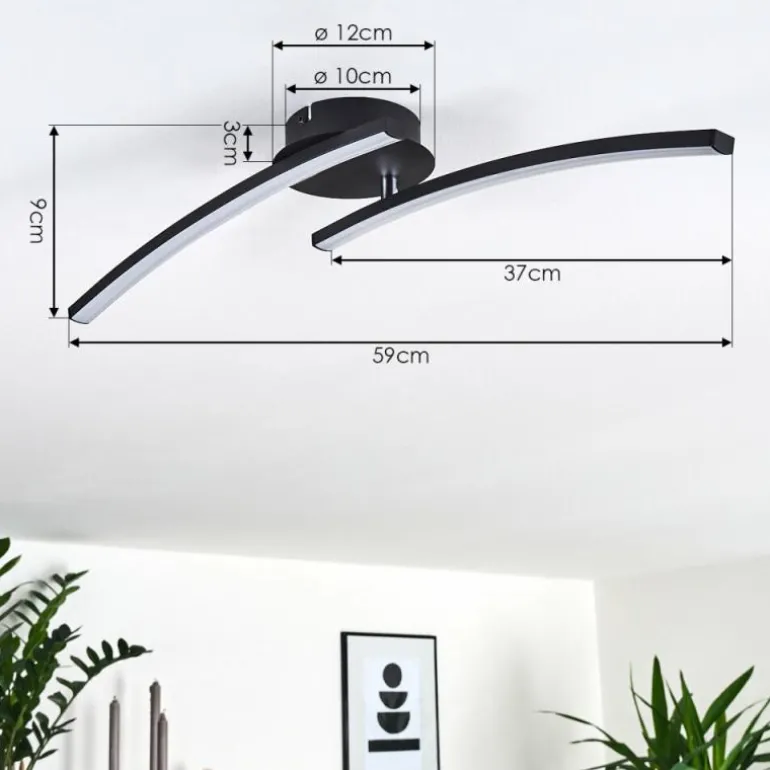 Plafonnier Aringa LED Noir, 1 lumière