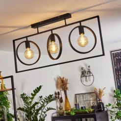 Plafonnier Assiniboia Noir, 3 lumières