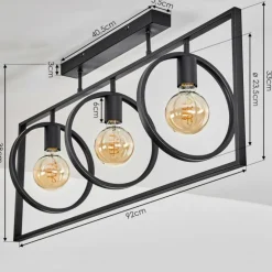 Plafonnier Assiniboia Noir, 3 lumières