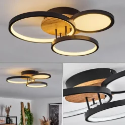 Plafonnier Avelal LED Brun, Couleur bois, Noir, 1 lumière