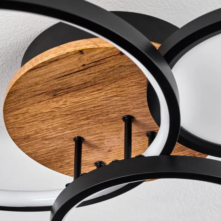 Plafonnier Avelal LED Brun, Couleur bois, Noir, 1 lumière