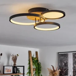 Plafonnier Avelal LED Brun, Couleur bois, Noir, 1 lumière