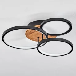 Plafonnier Avelal LED Brun, Couleur bois, Noir, 1 lumière