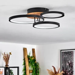 Plafonnier Avelal LED Brun, Couleur bois, Noir, 1 lumière