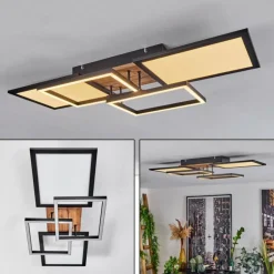 Plafonnier Avelal LED Brun, Couleur bois, Noir, 1 lumière