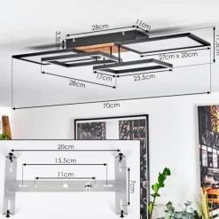 Plafonnier Avelal LED Brun, Couleur bois, Noir, 1 lumière