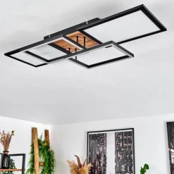 Plafonnier Avelal LED Brun, Couleur bois, Noir, 1 lumière