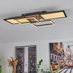 Plafonnier Avelal LED Brun, Couleur bois, Noir, 1 lumière