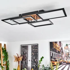 Plafonnier Avelal LED Brun, Couleur bois, Noir, 1 lumière