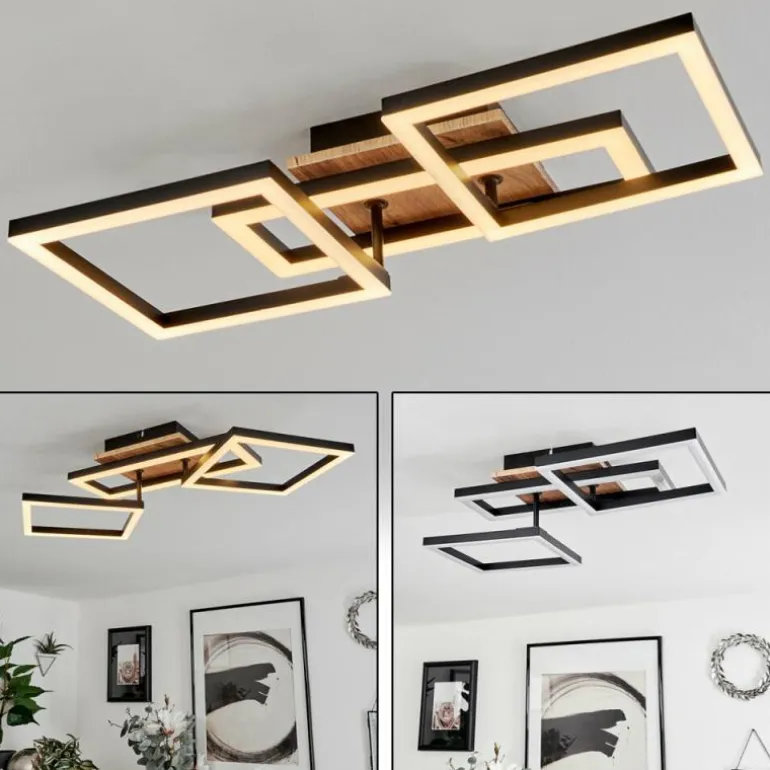 Plafonnier Avelal LED Brun, Couleur bois, Noir, 1 lumière