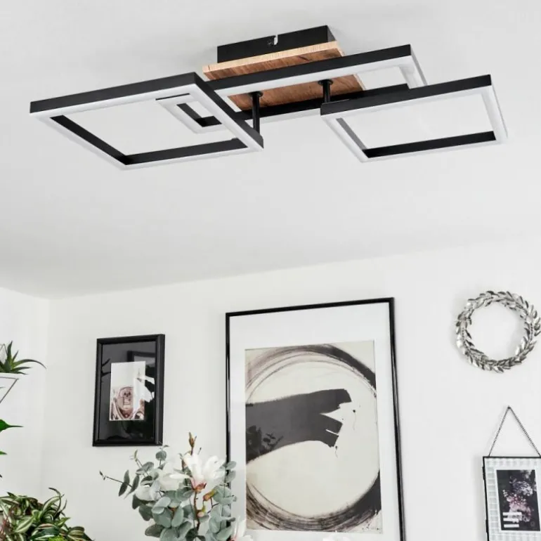 Plafonnier Avelal LED Brun, Couleur bois, Noir, 1 lumière