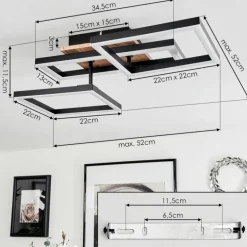 Plafonnier Avelal LED Brun, Couleur bois, Noir, 1 lumière