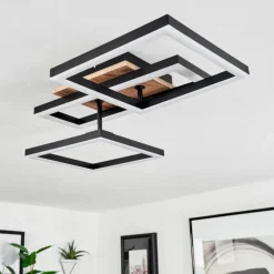 Plafonnier Avelal LED Brun, Couleur bois, Noir, 1 lumière