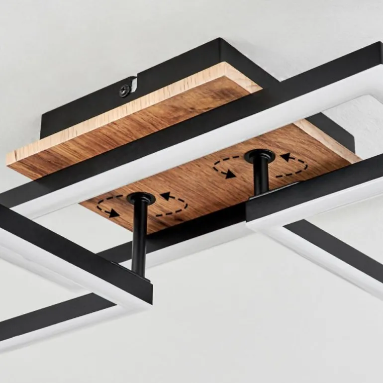 Plafonnier Avelal LED Brun, Couleur bois, Noir, 1 lumière