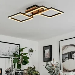 Plafonnier Avelal LED Brun, Couleur bois, Noir, 1 lumière