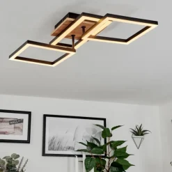 Plafonnier Avelal LED Brun, Couleur bois, Noir, 1 lumière