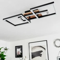 Plafonnier Avelal LED Brun, Couleur bois, Noir, 1 lumière