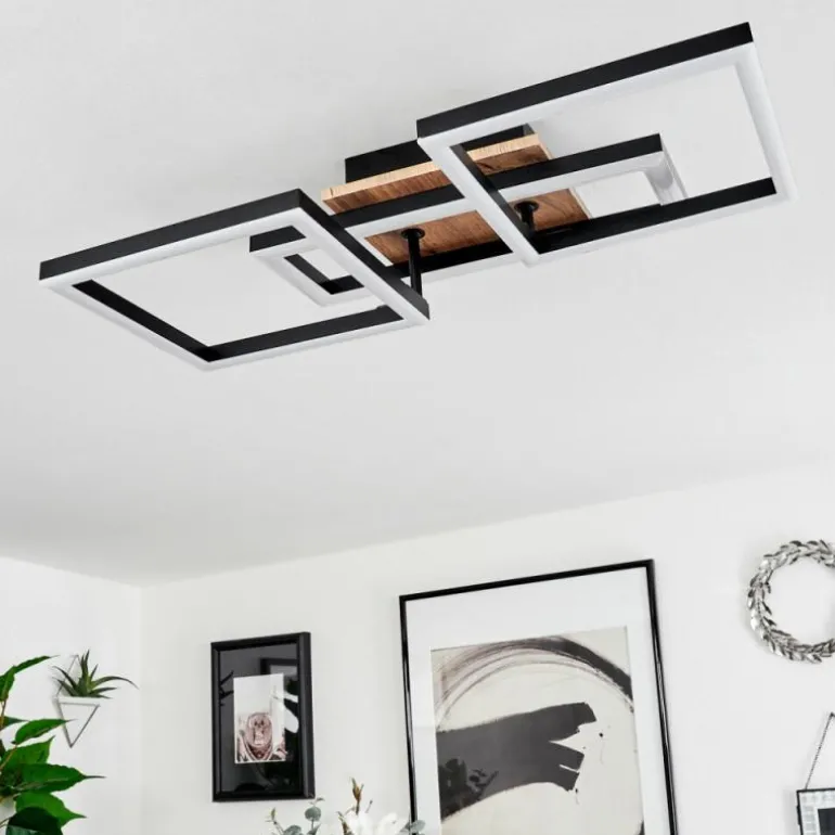 Plafonnier Avelal LED Brun, Couleur bois, Noir, 1 lumière