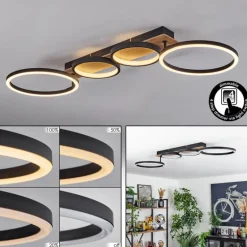 Plafonnier Avelal LED Brun, Couleur bois, Noir, 1 lumière