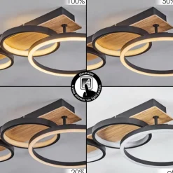 Plafonnier Avelal LED Brun, Couleur bois, Noir, 1 lumière