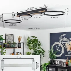 Plafonnier Avelal LED Brun, Couleur bois, Noir, 1 lumière