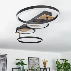 Plafonnier Avelal LED Brun, Couleur bois, Noir, 1 lumière