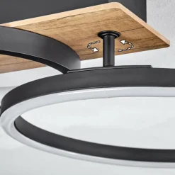 Plafonnier Avelal LED Brun, Couleur bois, Noir, 1 lumière